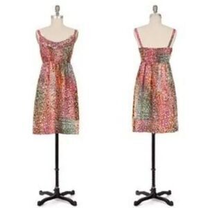 NWOT Anthropologie Maeve Silk Whirl Confetti Ruffle Smocked Print Dress Size: XS